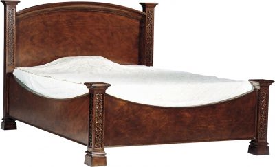 Scarborough House King Bed Handsome Crotch Mahogany, Carved, Arch Headboard