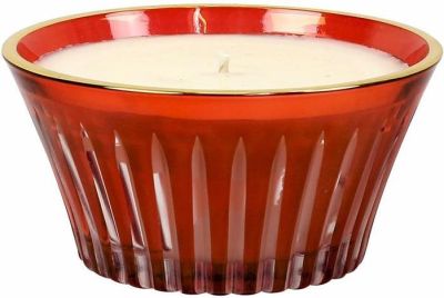 Scented Candle Red Glass Soy Wax Hand-Engraved Handmade Hand-Crafte
