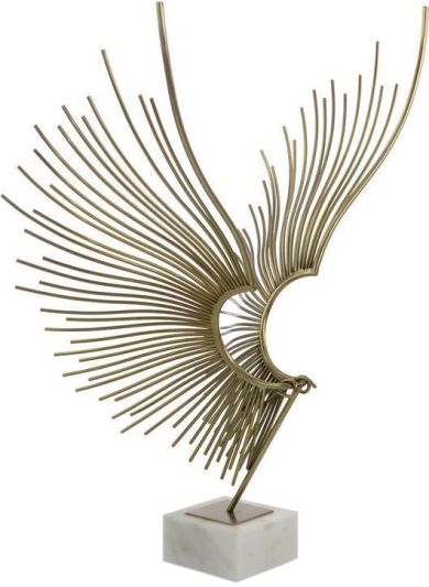 Sculpture JOHN-RICHARD Abstract Bird White Marble Brass Handmade Ha