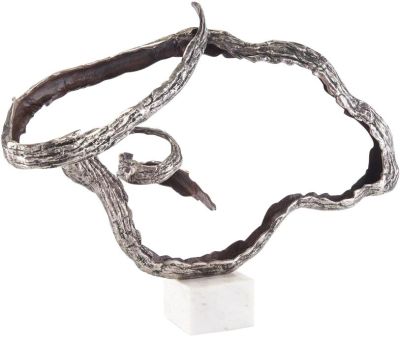 Sculpture JOHN-RICHARD Abstract Fluid Motion Horizontal Antique Silver
