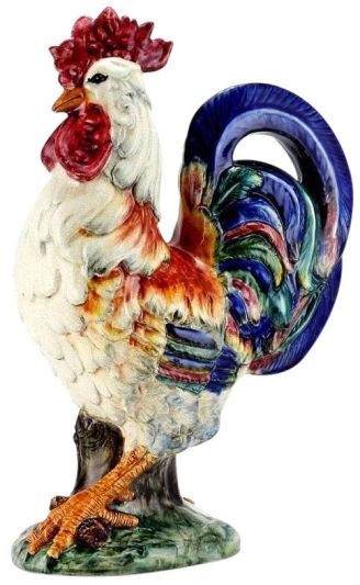 Sculpture ROOSTER OF FORTUNE Alberto Large Ceramic Handmade Hand-Painted