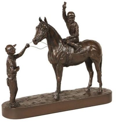 Sculpture Statue Equestrian Horse Rider Groomsman by Belden Winners Circle