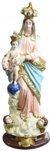 Sculpture Statue Madonna Our Lady of Victory Antique French Religious Chalkware