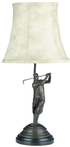 Sculpture Table Lamp Golf Golfer Swing Hand Painted Made in USA OK Casting
