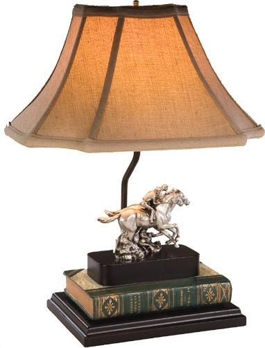Sculpture Table Lamp Horse Photo Finish Equestrian Small Hand Painted OK Casting