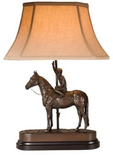 Sculpture Table Lamp Lucky Number 9 Horse Jockey Belden Equestrian Hand Crafted