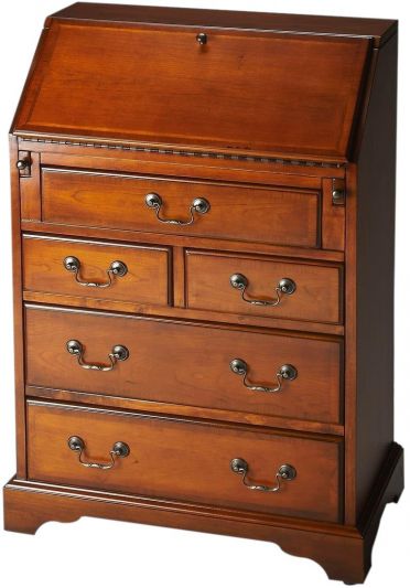Secretary Desk Antique Brass Olive Ash Burl Distressed Hammered Solid Wood