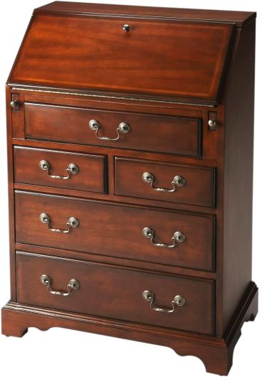 Secretary Desk Antique Brass Plantation Cherry Distressed Maple Solid Wood 7