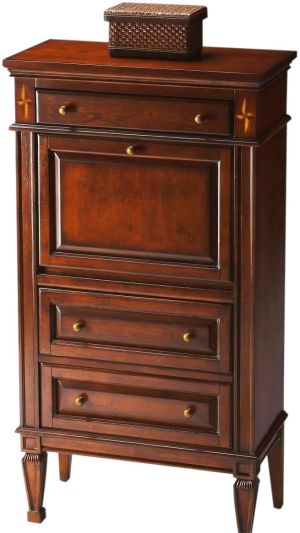 Secretary Desk Rectangular Distressed Antique Brass Plantation Cherry Walnut