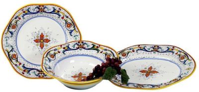 Serving Set RICCO Deruta Majolica Bowl/Charger/Platter Large Royal Blue Yellow