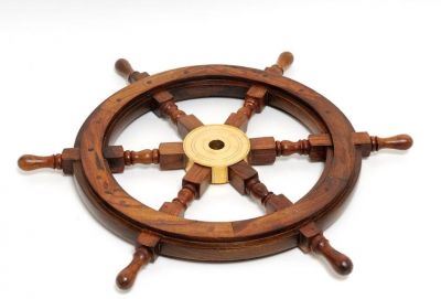 Ship Wheel Nautical 36-In Brass Rosewood