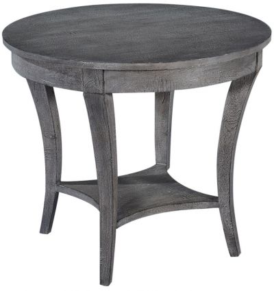 Side Table Ballard Round Weathered Gray Mango Solid Wood, Lower Tier