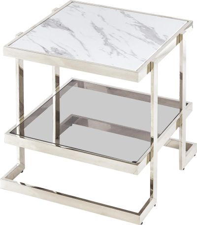 Side Table Contemporary Silver Glass