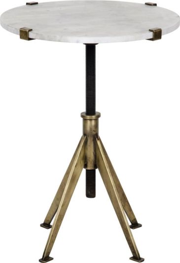 Side Table EDITH Adjustable Small Antique Brass Metal Quartz Crystal