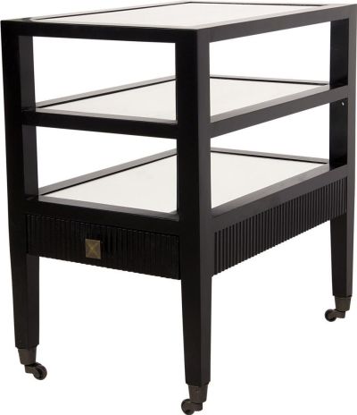 Side Table LESLY Distressed Black Mirror Birch