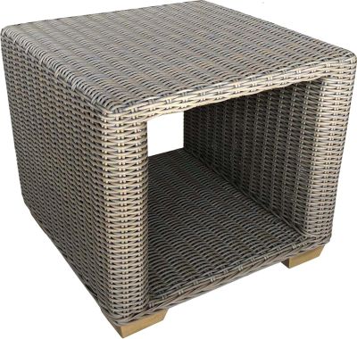Side Table PADMAS PLANTATION NAUTILUS Powder-Coated Kubu Wicker Teak Aluminum
