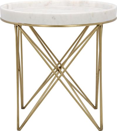 Side Table PRISMA Antique Brass Quartz Metal Crystal