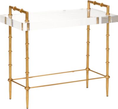 Side Table Rectangular Gold Leaf Acrylic