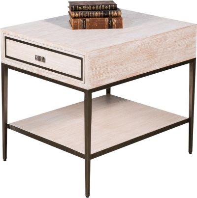 Side Table SARREID BRIDFORD Contemporary Square Textured White Wash Oak Me