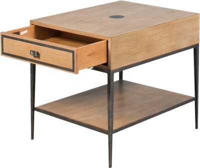 Side Table SARREID Rectangular Heather Gray Textured Metal Oak