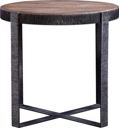 Side Table SARREID Round Antique Silver Heather Gray Iron Walnut White Oak