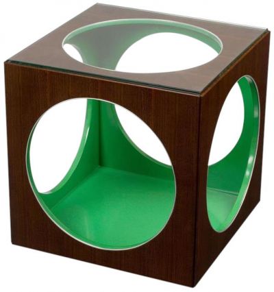 Side Table Scarborough House Jade Green Mozambique, Glass Top Mod Nickel Rings