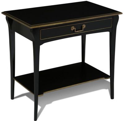 Side Table Scarborough House Noir Black Elegant Gold, Shelf, Brass Handle Drawer