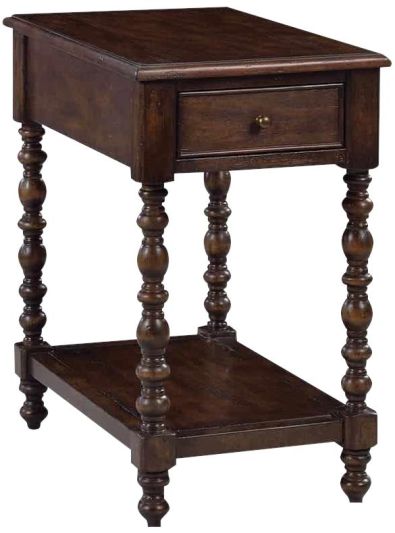 Side Table Turned Legs Rectangle Ogee Top Hand-Rubbed Wood Distressed Country