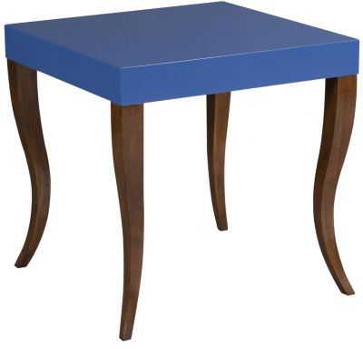 Side Table Woodbridge Tobi Fairley Blue Lacquer Hardwood Square Cabriole Legs