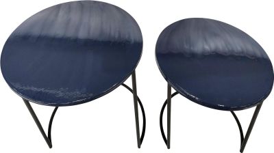 Side Tables End Table Contemporary Round Black Ombre Set 2 Iron