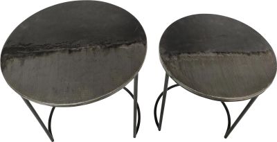 Side Tables End Table Contemporary Round Black Set 2 Iron