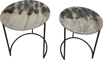 Side Tables End Table Contemporary Round Gray Ombre Set 2 Iron