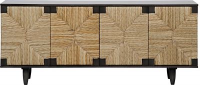 Sideboard BROOK Pale Rush Seagrass Mahogany 4 -Door
