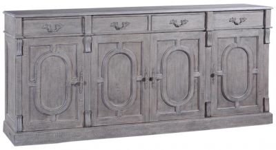 Sideboard Bridgetown Solid Wood Weathered Gray Four Doors, Four Drawers