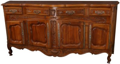 Sideboard French Provincial Vintage 1930 Walnut Wood Elegant Parquetry Top