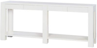 Sideboard Open Drift White Painted Distressed Gray Acacia Crown