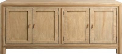 Sideboard PORT ELIOT French Hollywood Block Feet Paneled Doors Gold Leaf