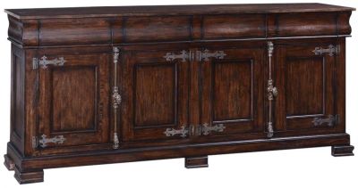 Sideboard Philippe Rustic Pecan Solid Wood French Cremone 4 Doors 4 Drawers