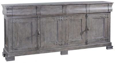Sideboard Philippe Weathered Gray French Style Cremone Hardware 4 Doors Drawers