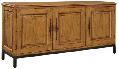 Sideboard Port Eliot Early 20th C European Old Pine Panels 3 Locking Doors Iron