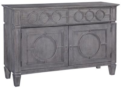 Sideboard San Maria Transitional Weathered Gray Solid Wood 2Doors 2Drawers