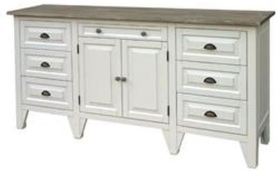 Sideboard TRADE WINDS MISSION Traditional Antique White Riverwash Painted Gray
