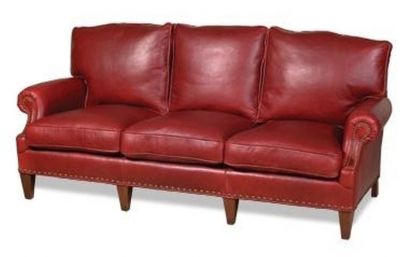 Sleek Leather Sofa, USA Hand-Crafted 3-Seat, Top Grain Leather, Wood Frame