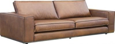 Sofa ALYSSA Chestnut Brown Hardwood Genuine Full-Grain Leather