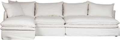 Sofa AVESTA Right L-Shape White Cotton Upholstery Feather Fill