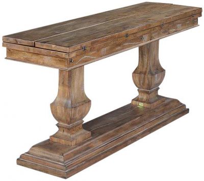 Sofa Console Table Sedona Italian Tuscan Wood Beachwood Finish Fold Out Top