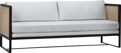 Sofa SUTTON Off-White Natural Black Frame Off White Hammered Cane Oak
