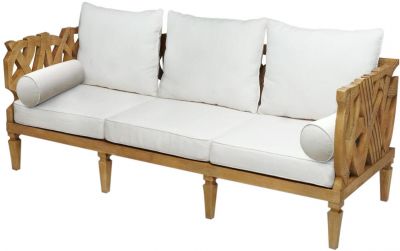 Sofa Scarborough House 3-Seater Brushed Oak Lanvin Ivory Fabric Hotdog Pillows