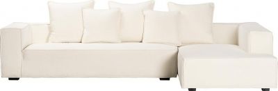 Sofa With Chaise SHARON Right Arm Facing Cream Upholstery Polyester Wood Legs
