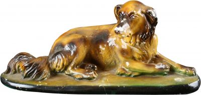 Statue Dog Chalkware Vintage French 1930